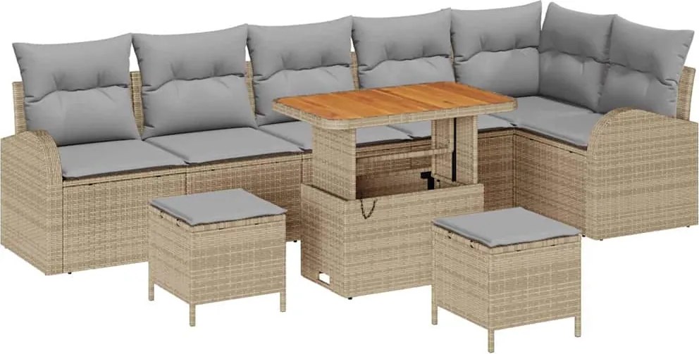 vidaXL Set de canapele pentru grădină 9 pcs Beige și gri deschis