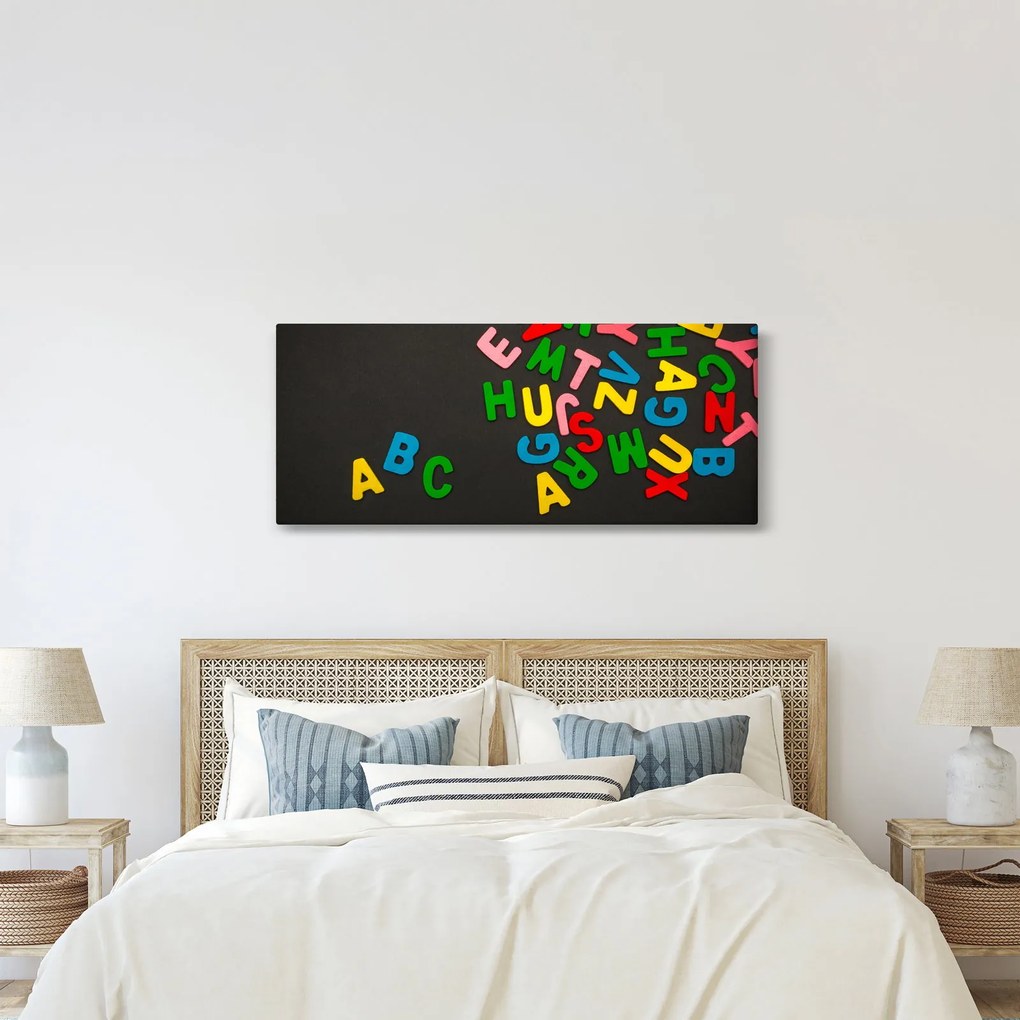 Tablou - litere colorate (120x50 cm)