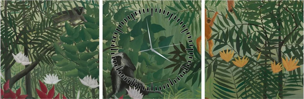 Tablou - Henri Rousseau, Tropical Forest with Monkeys, reproducere (cu ceas) (90x30 cm)