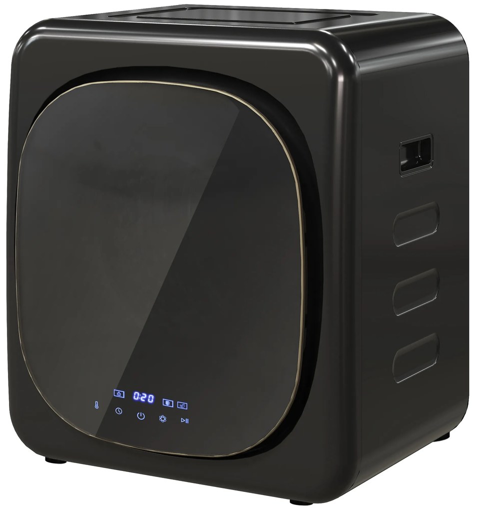 HOMCOM Uscător de Rufe cu Desinfecție UV, Design Compact, Capacitate 4 kg, Oțel Inoxidabil, Negru | Aosom Romania