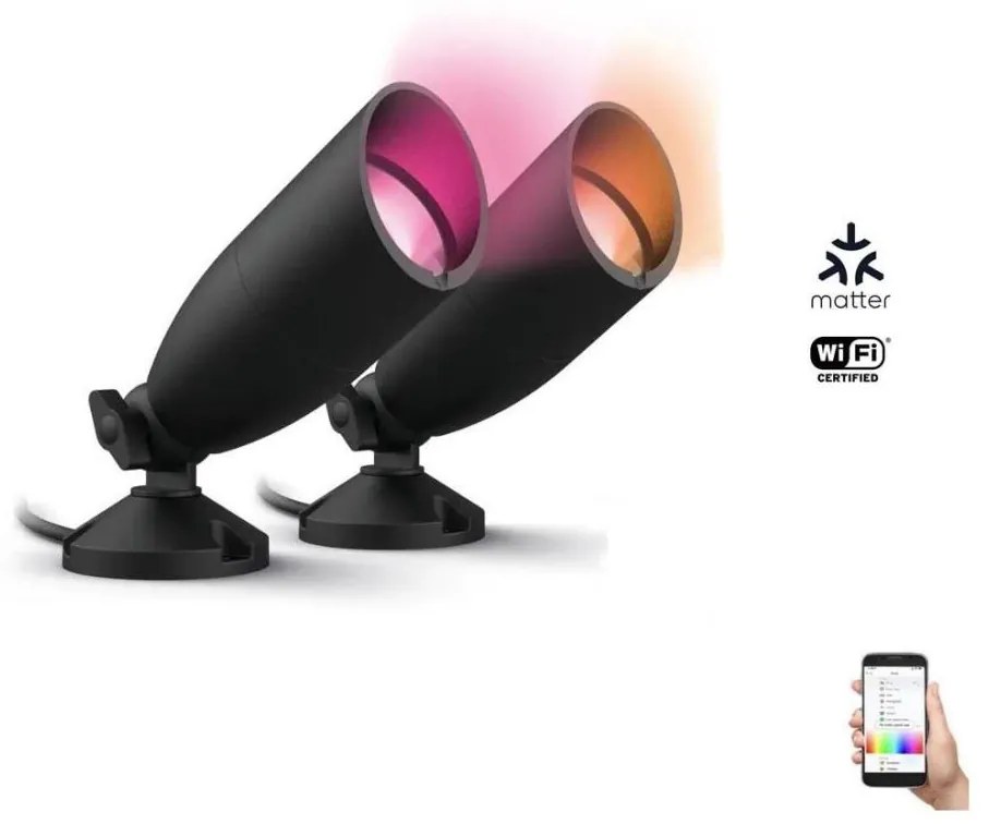 WiZ - Set 2x LED RGBW spot exterior dimabil 10W 230V IP65 Wi-Fi