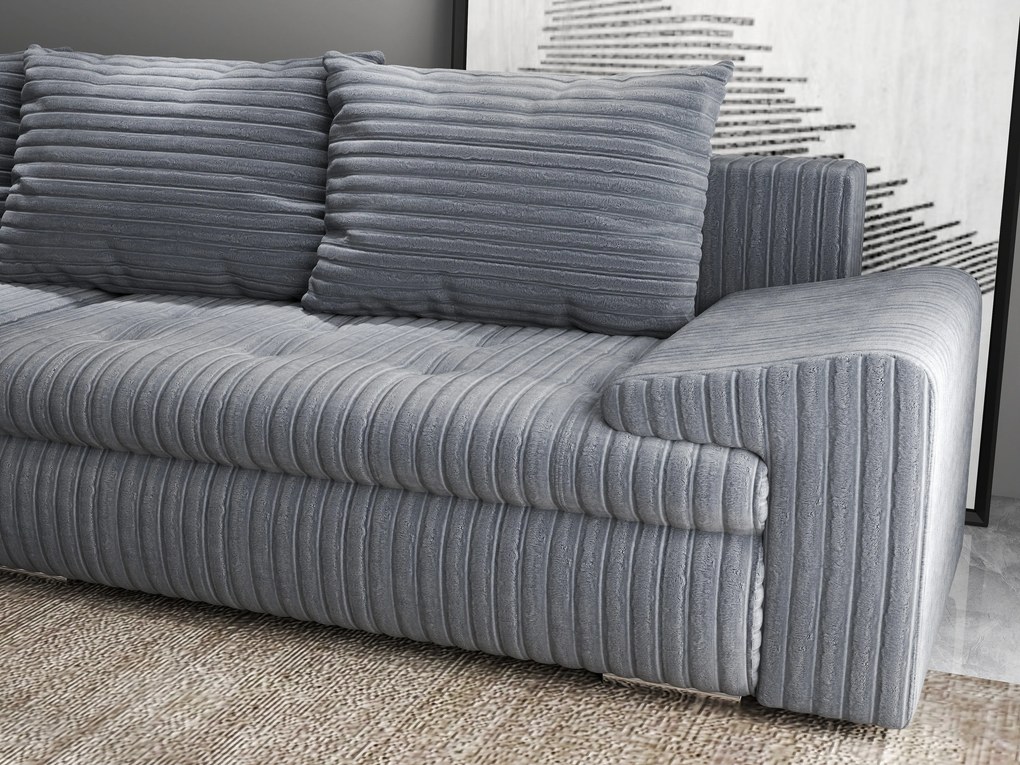 Colțar extensibil dumonde cu ladă de depozitare si sezut confortabil din spuma high-density, Leonardo Ambience Gri 260x185 cm