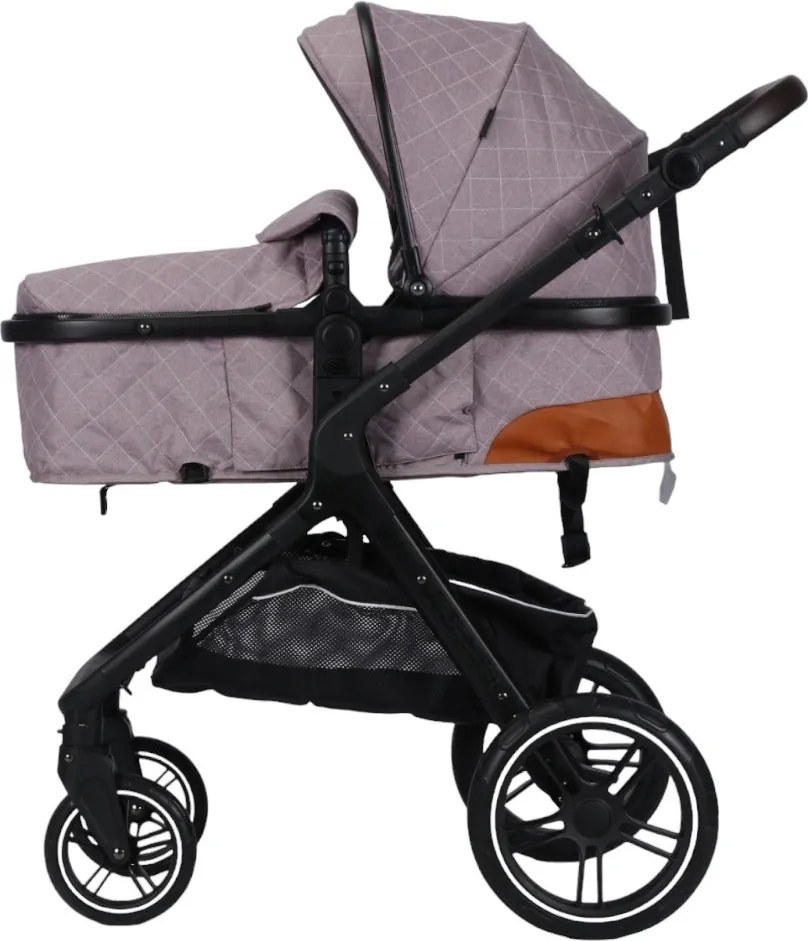 Carucior nou nascuti 2 in 1 NOVOKIDS™ X1000 series, Cu geanta bebe, Cadru Aluminiu, Amortizoare, Roti din cauciuc plin AVE, Landou, Spatar reglabil 3