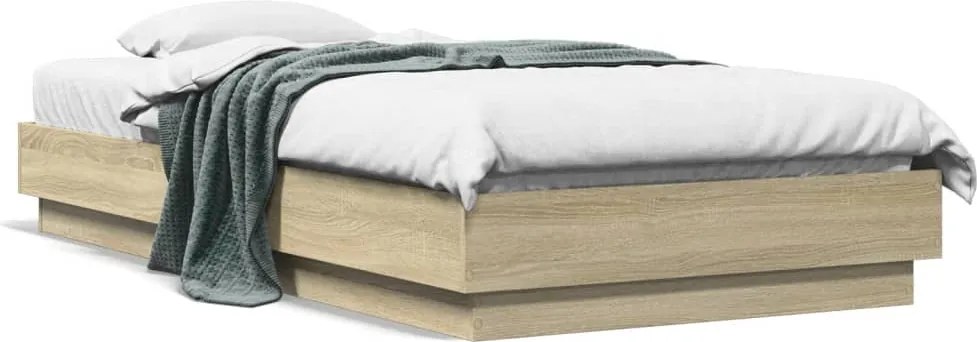vidaXL Cadru pat fără saltea, stejar sonoma 75x190 cm lemn prelucrat