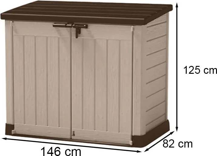 Depozitare în plastic pentru grădină, bej-maro, în afara spațiului maxim