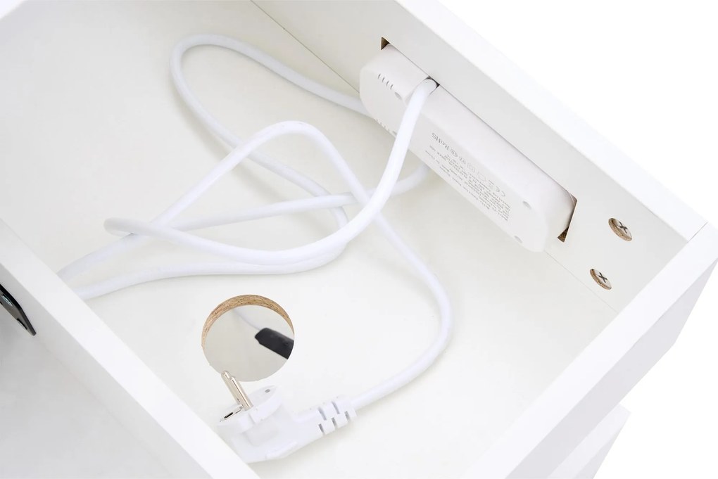 Masă de cafea modernă cu iluminare LED și spațiu de depozitare ascuns, măsuță laterală cu sistem hidraulic de ridicare, 100x50x42 cm, Alb