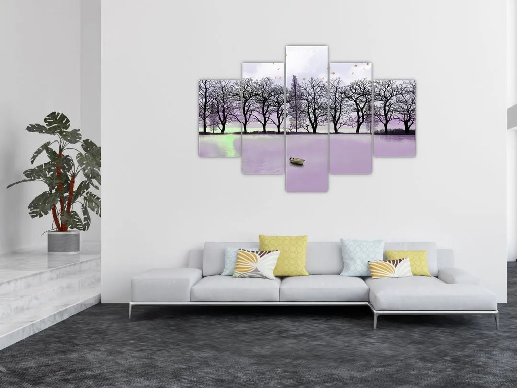 Tablou - Barcă pe lac (150x105 cm)