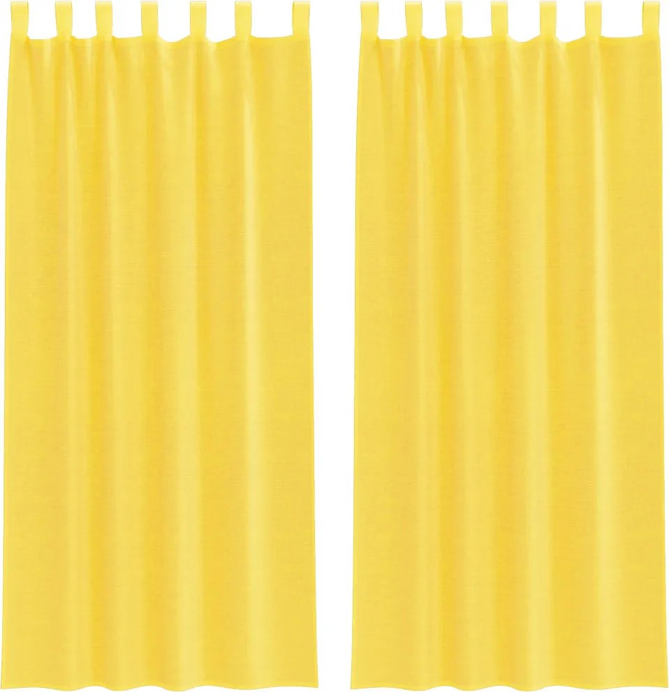 vidaXL Perdele Voile cu buzunare pentru bare 2 buc Galben