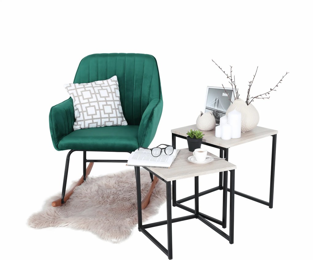 Fotoliu balansoar, catifea Velvet verde, TARAM