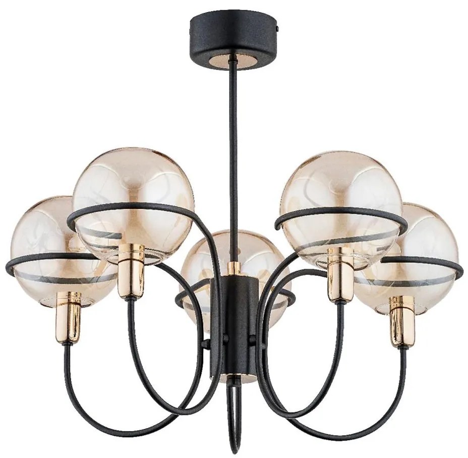 Lustră pe tijă PETRA 5xE14/10W/230V negru/auriu