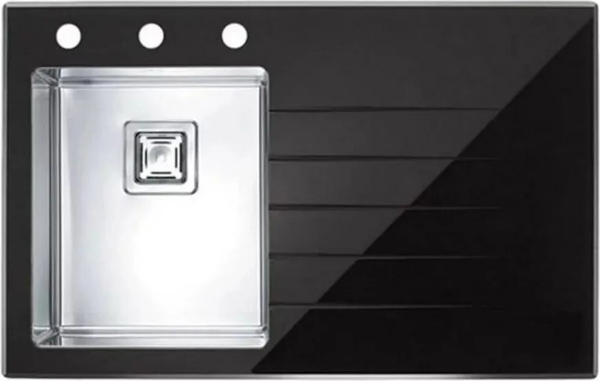 Chiuveta inox Alveus Crystalix 10 inox - negru 86x54 cm stanga