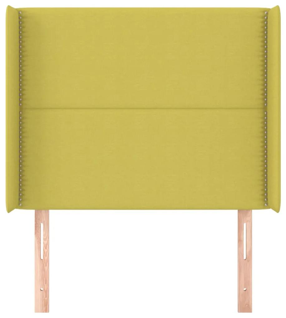 Tablie de pat cu aripioare, verde, 93x16x118 128 cm, textil 1, Verde, 93 x 16 x 118 128 cm