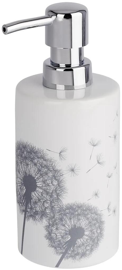 Dozator sapun lichid, Wenko, Astera, 8 x 18 cm, ceramica, alb/gri