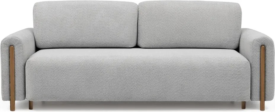 Canapea gri deschis extensibilă/cu spațiu de depozitare cu tapițerie din țesătură bouclé 244 cm Arcadova – ELTAP