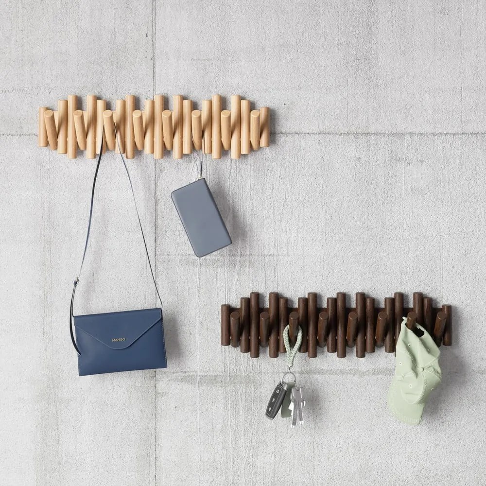 Cuier de perete în culoare naturală din lemn de pin 61 cm Picket – Umbra