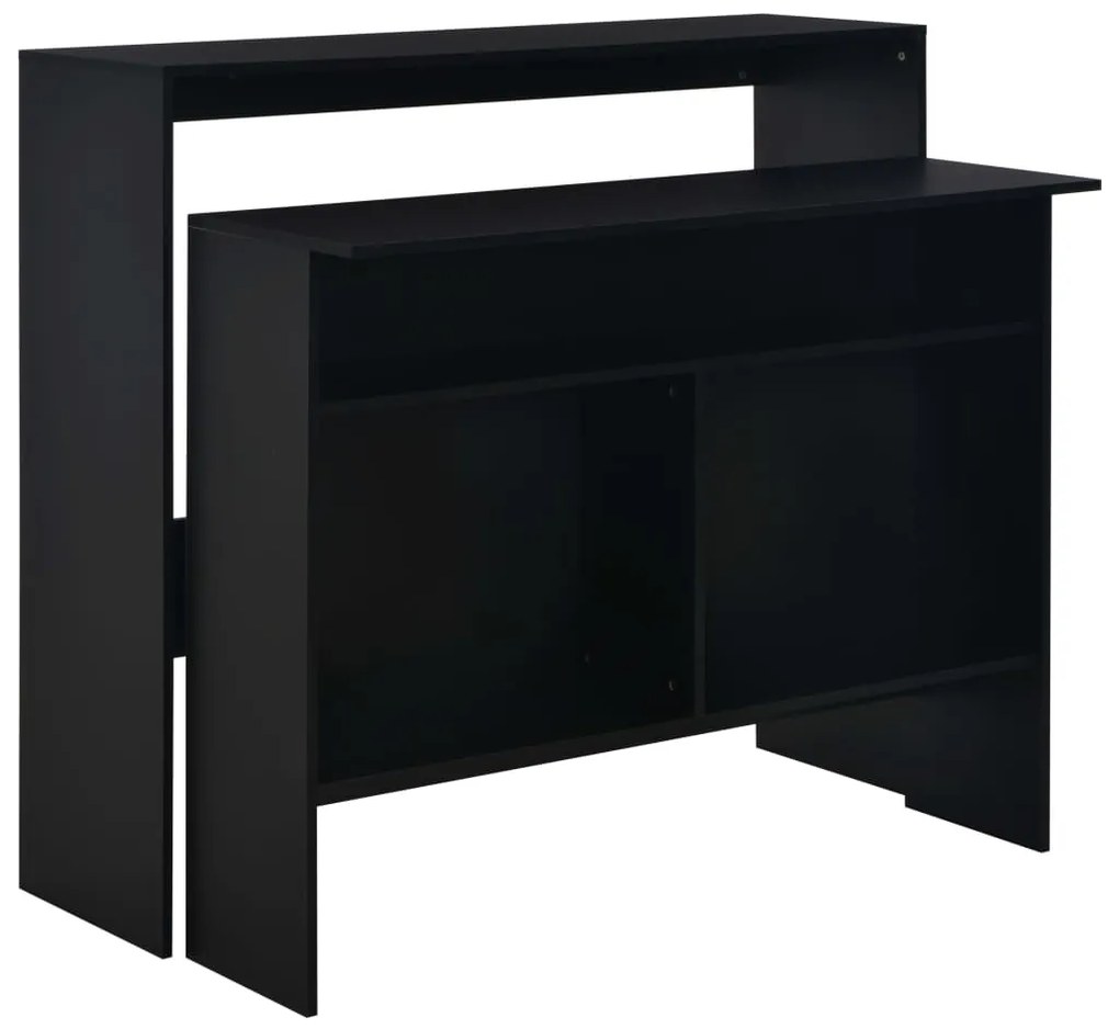 vidaXL Masă de bar cu 2 blaturi, negru, 130x40x120 cm