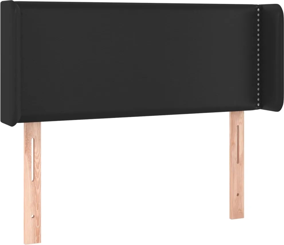 vidaXL Tăblie de pat cu aripioare negru 93x16x78/88 cm piele ecologică