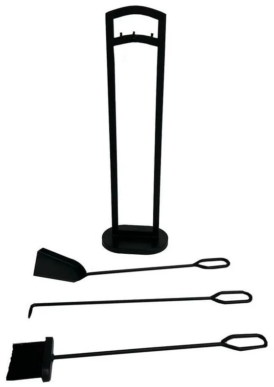 Set de unelte pentru șemineu 70 cm, 3 piese, cusuport, negru, metal