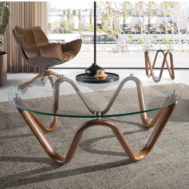 Masuta de cafea design modern Walnut Round