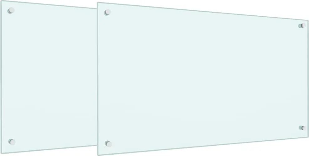 vidaXL Panou de bucătărie 2 pcs Alb 90 x 50 cm sticlă securizată