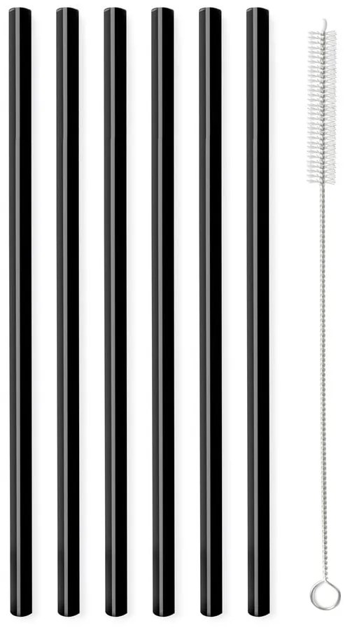 Set 6 paie din sticlă Vialli Design, lungime 20 cm, negru