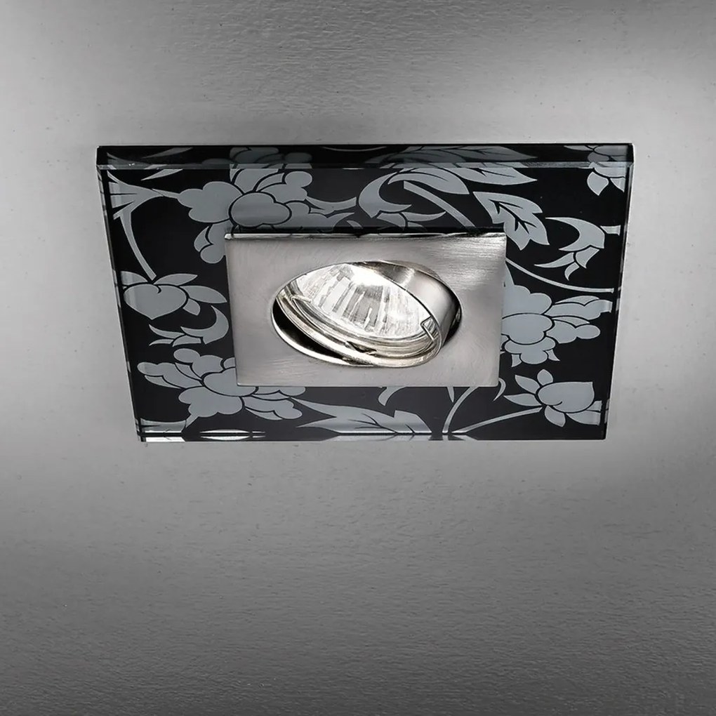 Spot incastrabil tavan directionabil cu sticla decorativa CLASA crom satin/negru