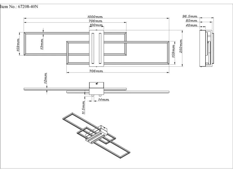 Plafoniera LED metal negru, MDF aspect de lemn DAKARI
