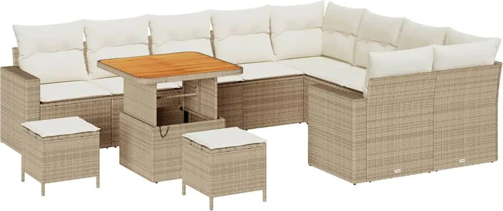 vidaXL Set de canapele pentru grădină 13 pcs Bej și crem poliratan