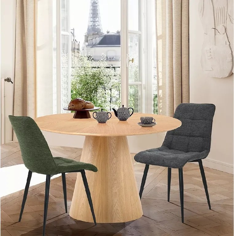 Masa rotunda de dining ANGEL 120x120 cm, decor stejar