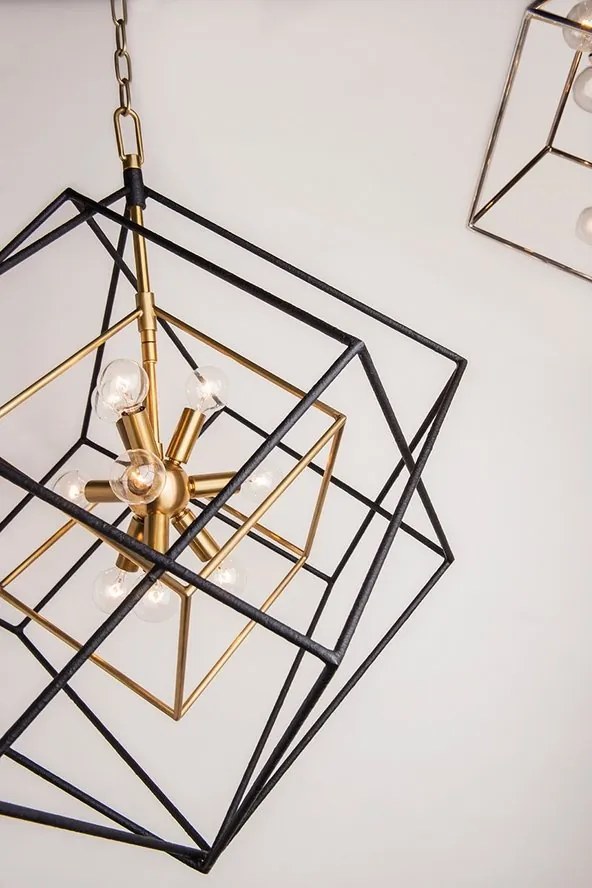 Lustra suspendata LUX design geometric ROUNDOUT alama antichizata, cu 9 surse de lumina
