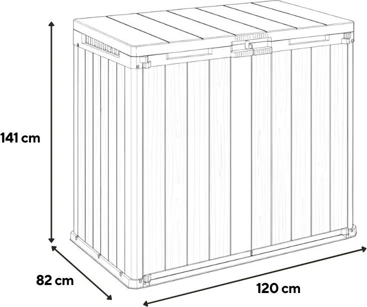 Signature store it out – container de grădină din plastic, 1150 l, din lemn de frasin