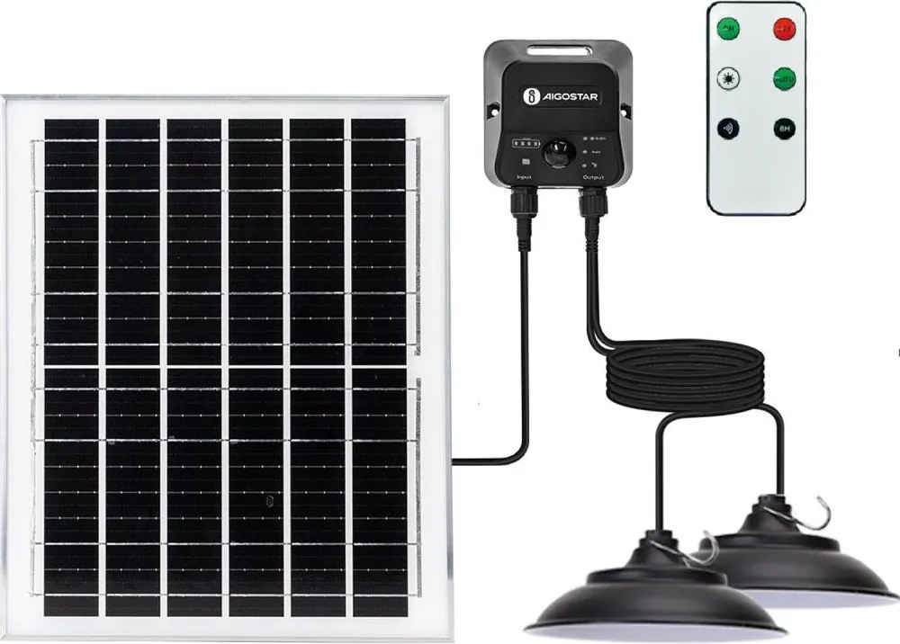 Aigostar - Lustru solar 2xLED/70W/12V 12000 mAh 6500K diam. 23,5 cm + telecomandă