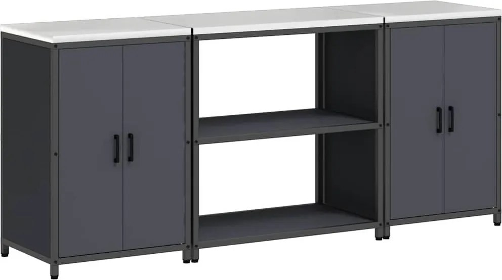 vidaXL Set de depozitare pentru bucătărie cu raft 3 pcs Antracit