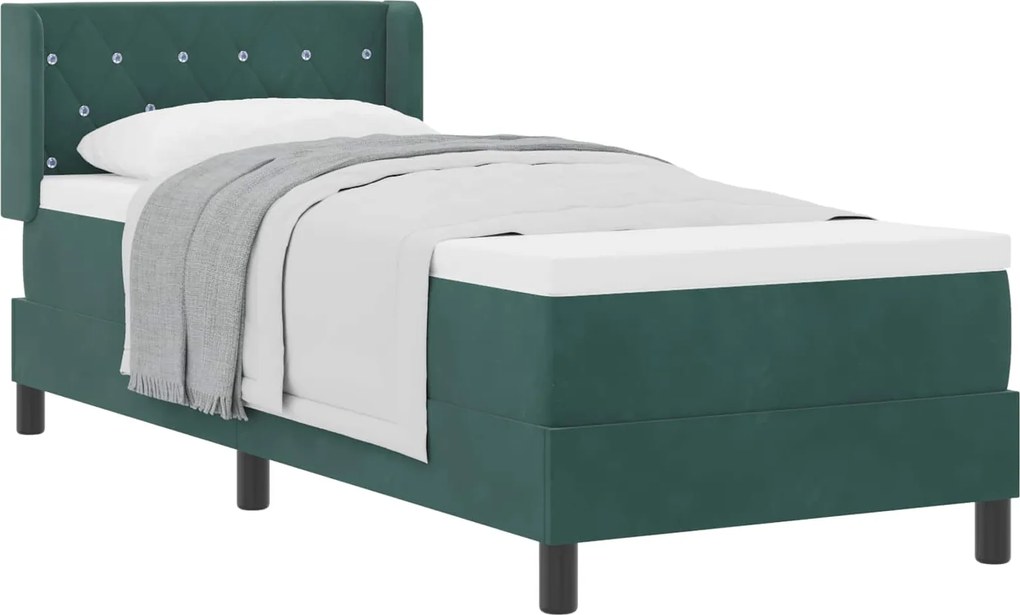 vidaXL Pat cu arcuri cu saltea Verde închis 200 x 80 cm Catifea
