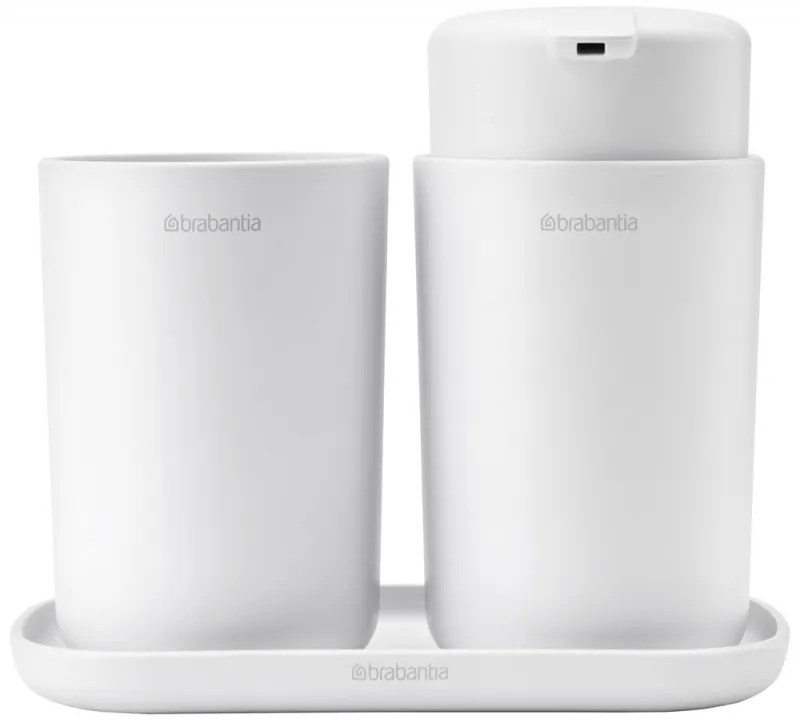 Set accesorii baie Brabantia ReNew 1003492, 3 piese, 250 ml, Rezistent la coroziune, Alb
