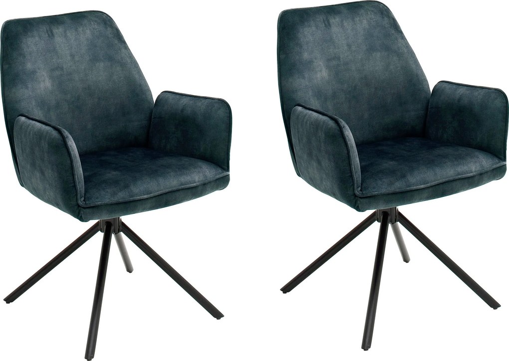 Set 2 scaune Ottawa mit Armlehne petrol 60/64/89 cm
