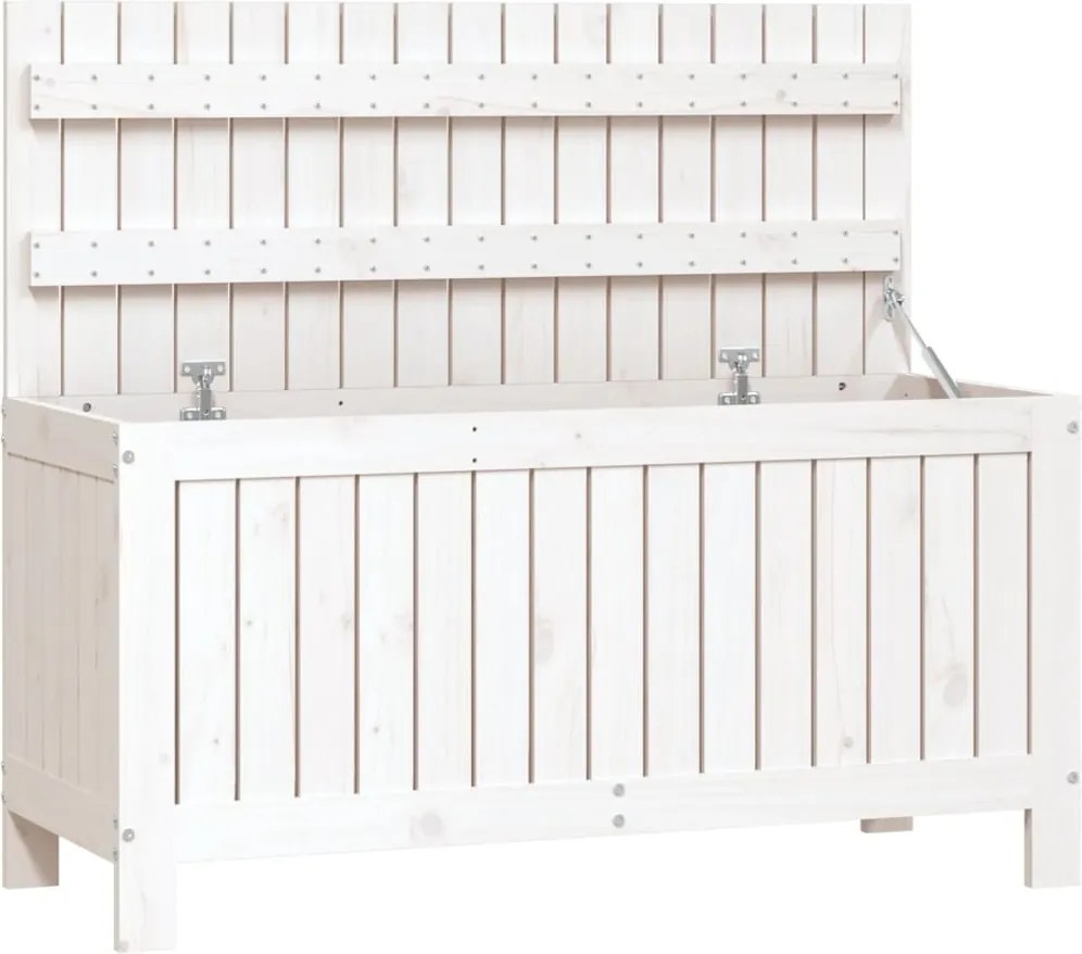 vidaXL Cutie de depozitare grădină, alb, 108x42,5x54 cm lemn masiv pin