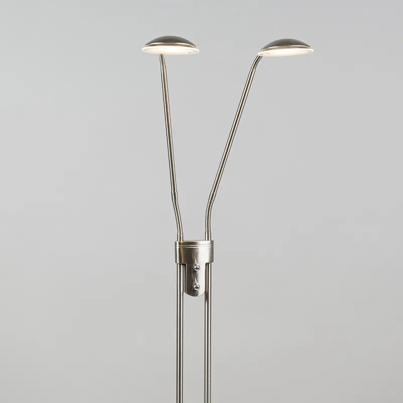 Lampă de podea modernă din oțel cu lampă de citit cu LED inclus - Eva