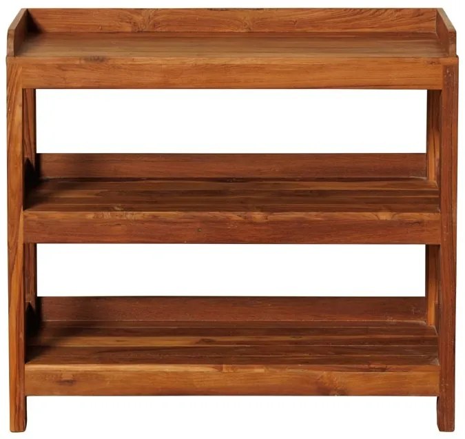 Consola din lemn reciclat, cu 3 rafturi, Tridon