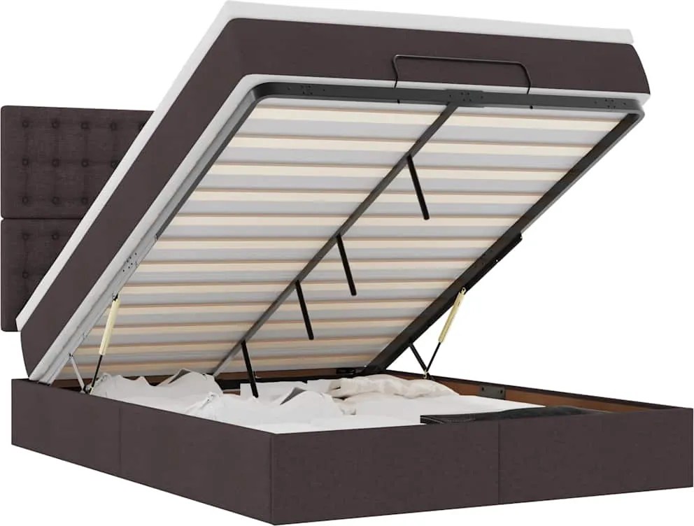 vidaXL Cadru de pat otoman cu saltea țesătură maro închis 140x200 cm