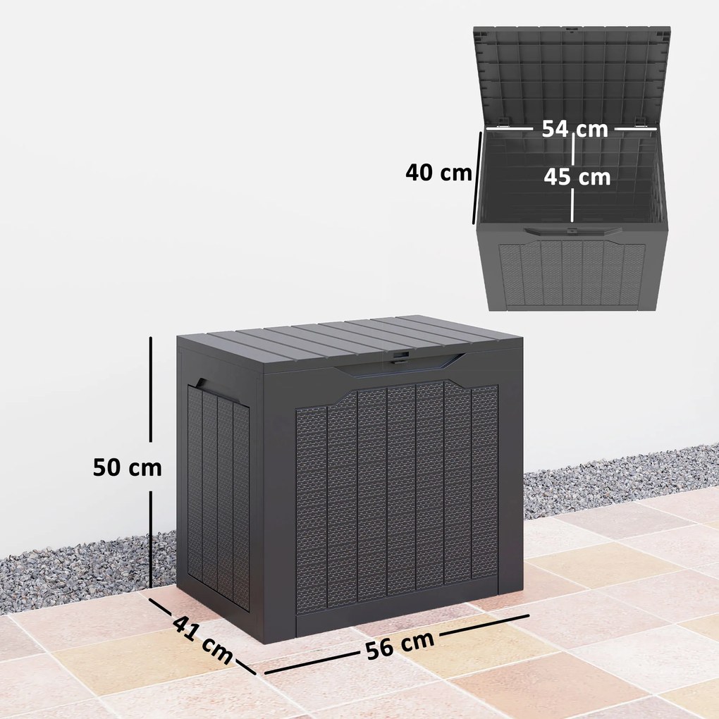 Outsunny Cufăr de Exterior de 93L cu Mânere Integrate și Cârlig pentru Lacăt, 56x41x50 cm, Negru | Aosom Romania