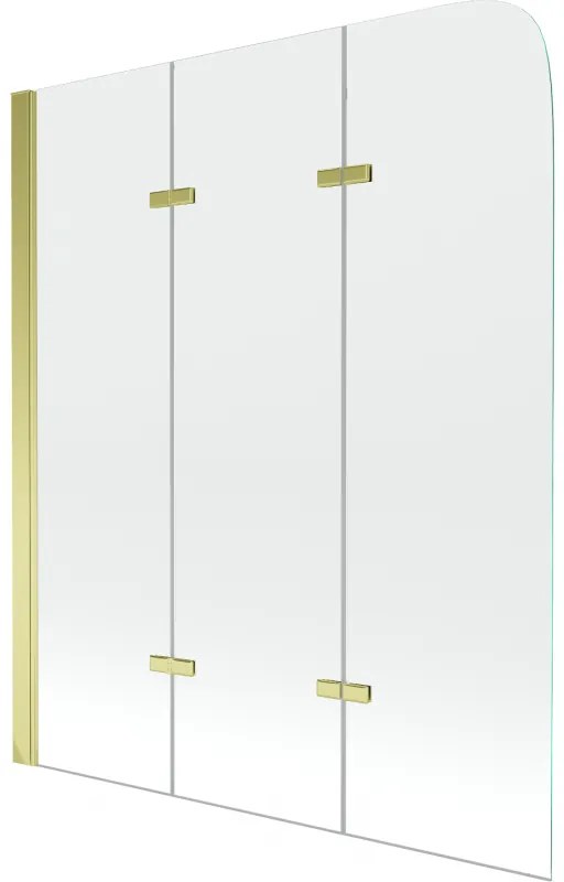 Mexen Felix protecție cadă cu 3 panouri 120 x 140 cm, transparent, auriu - 890-120-003-50-00