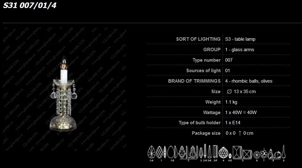 Veioza, lampa de masa cristal Bohemia S31 007/01/4