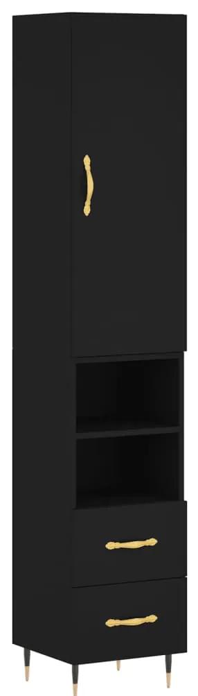 3198898 vidaXL Dulap înalt, negru, 34,5x34x180 cm, lemn prelucrat