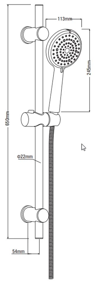 Set paravan dus sticla securizata walk-in 90x200 cm Mediterraneo Foxy, bara, furtun si para dus cu 6 functii si baterie dus,  culoare crom