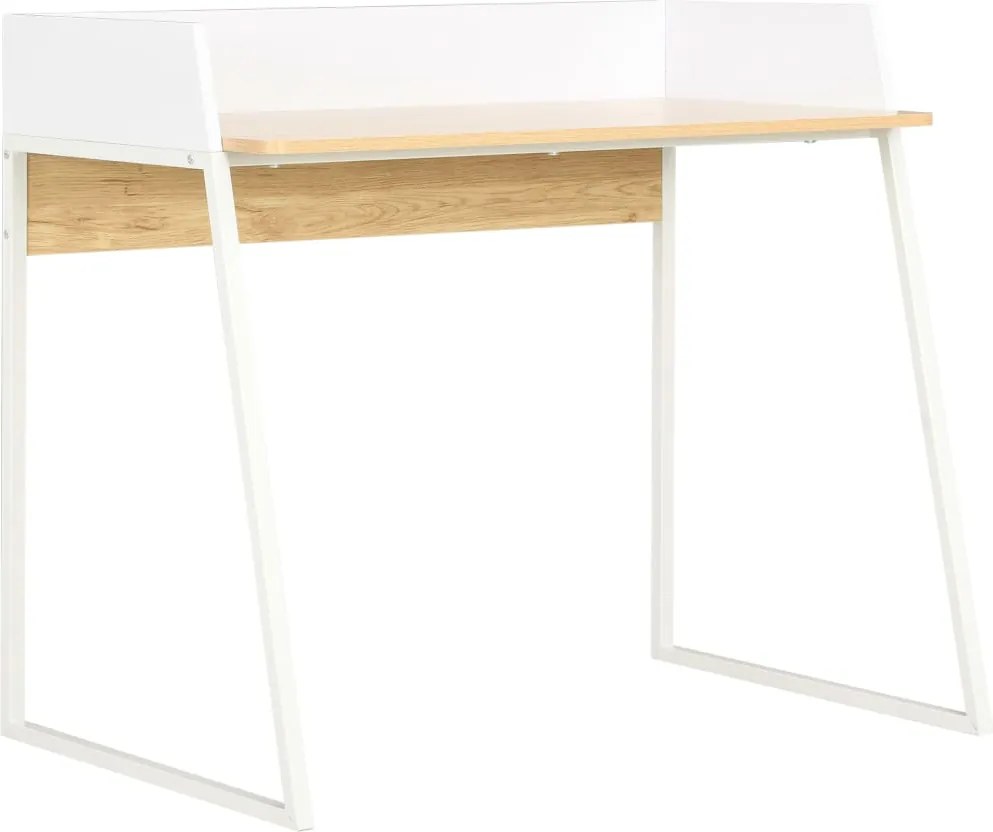 vidaXL Birou, alb și stejar, 90 x 60 x 88 cm
