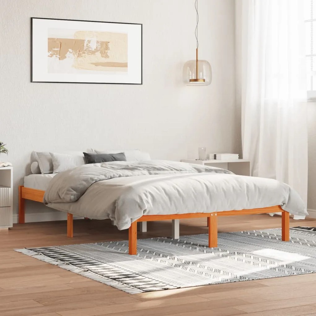vidaXL Cadru pat fără saltea, maro ceruit, 120x190 cm, lemn masiv pin