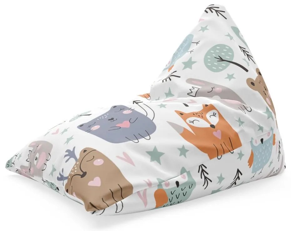 Sac de șezut Triangl animale de pădure desenate, colorat