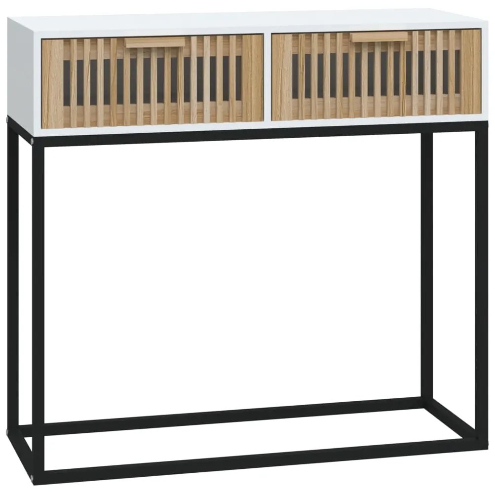 vidaXL Masă de consolă albă 80x30x75 cm din lemn de lemn și fier