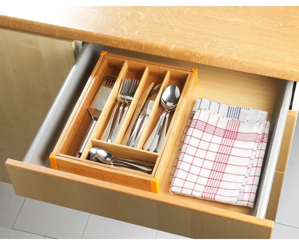 Organizator din bambus pentru tacâmuri Maximex Tray